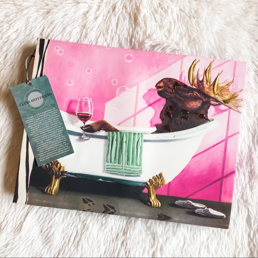 NWT Lucia Heffernan canvas wall print - moose - wine - bathtub